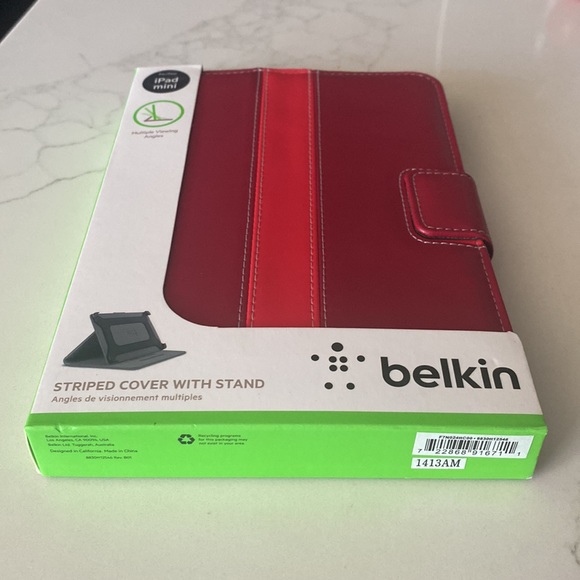 3/$10 Belkin iPad mini red striped cover with stand - Picture 3 of 7
